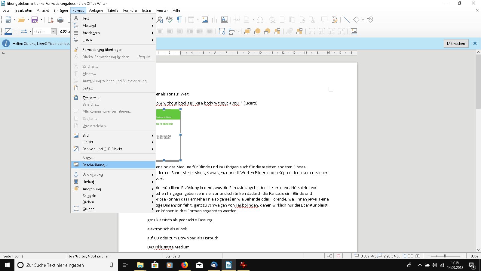 Bildbeschreibung in LibreOffice