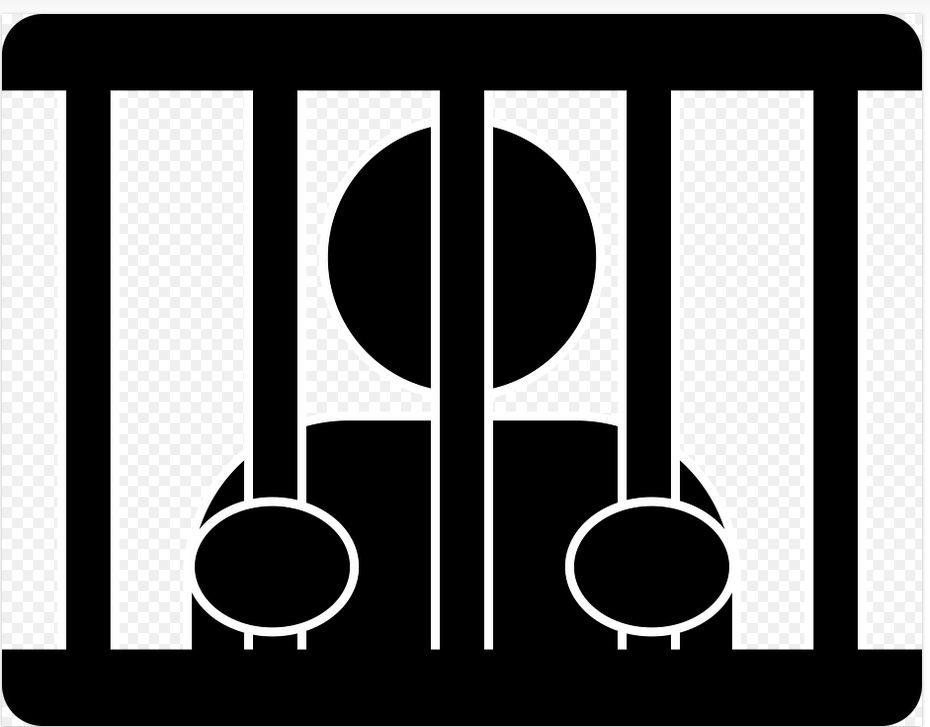 Stilisierte Figur hinter Gittern