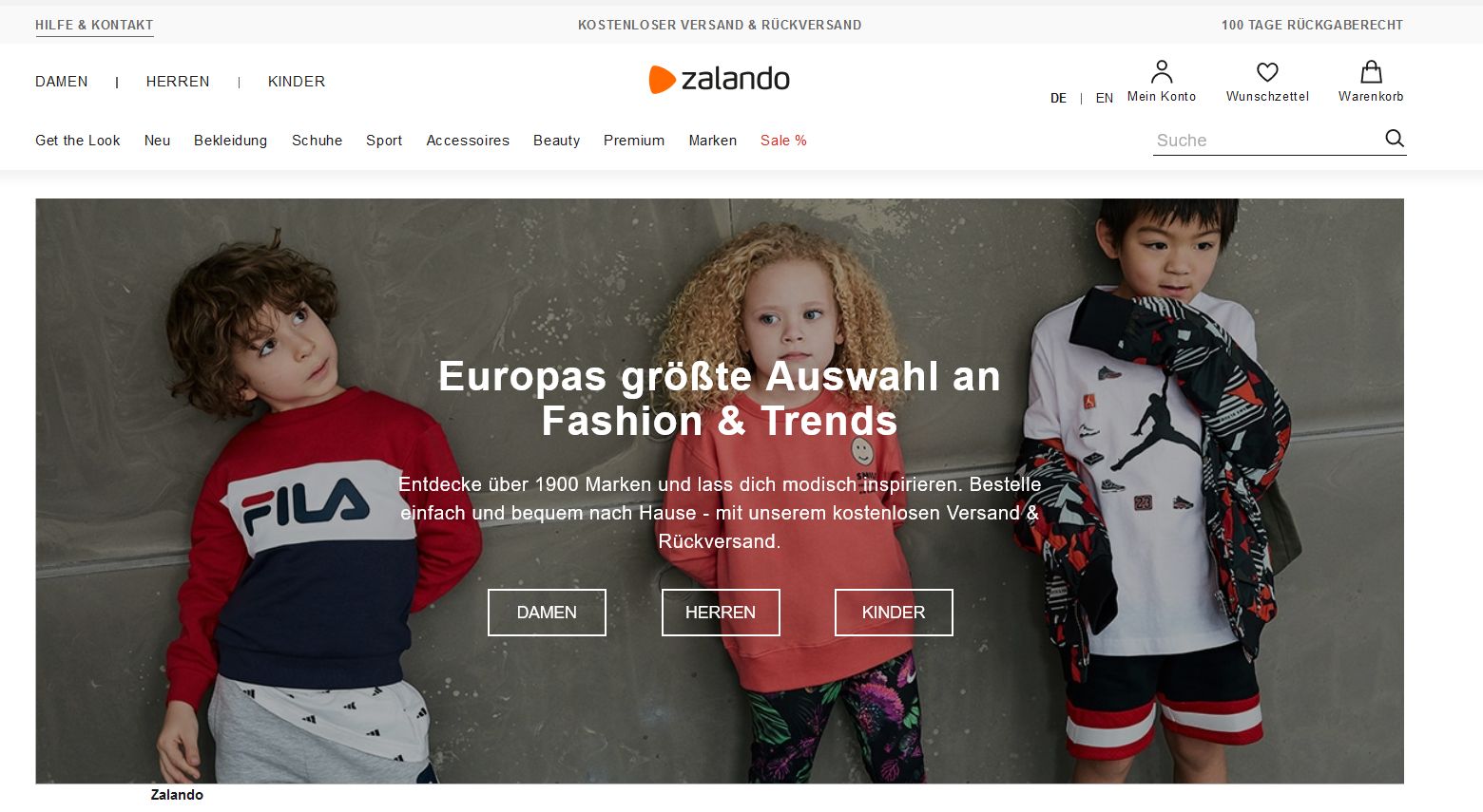 Screenshot der Zarlando-Website 